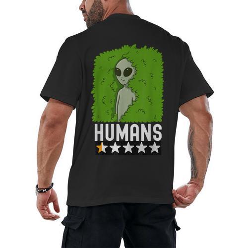 Alien Avoids Humans Sarcastic Introvert Humor Men's Back Print T-Shirt - Raresse