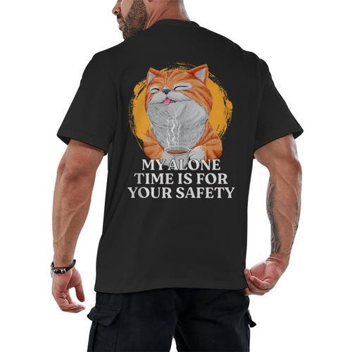 My Alone Time Is For Your Safety Coffee Lover Introvert Men's Back Print T-Shirt - Raresse