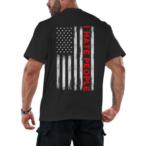 American Flag Loner Geeks Antisocial For Introvert Pride Men's Back Print T-Shirt - Raresse