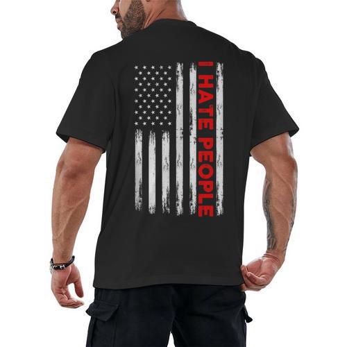 American Flag Loner Geeks Antisocial For Introvert Pride Men's Back Print T-Shirt - Raresse