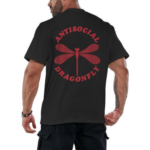 Antisocial Dragonfly Introvert Humor Nature Insect Graphic Men's Back Print T-Shirt - Raresse