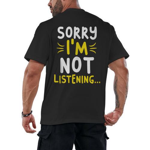 Antisocial Sorry I'm Not Listening Introvert & Anti Social Men's Back Print T-Shirt - Raresse
