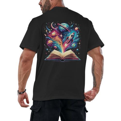 Astronomy Space Lover Books Bookworm Men's Back Print T-Shirt - Bookorys DE
