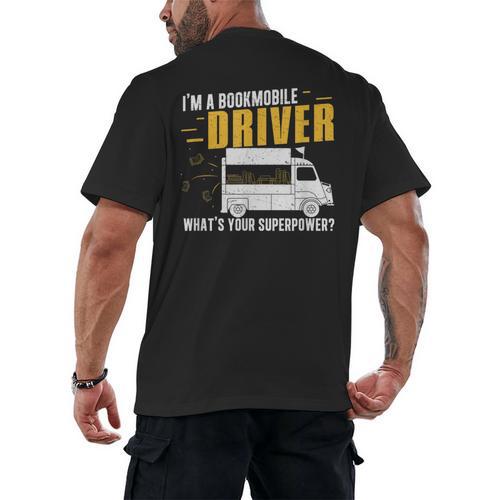 Awesome Bookmobile Driver What's Your Superpower Book Wagon Men's Back Print T-Shirt - Bookorys