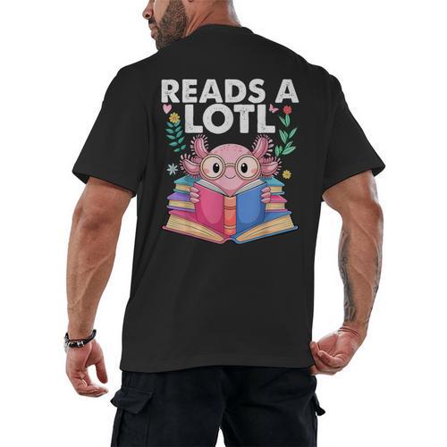 Axolotl Books Readsalotl Reading Bookworm Boys Girls Men's Back Print T-Shirt - Bookorys
