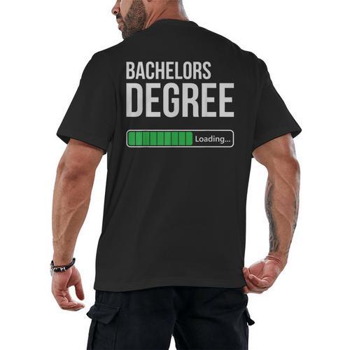 Bachelors Degree Loading College Student Graduation Men's Back Print T-Shirt - Best Gift Smart