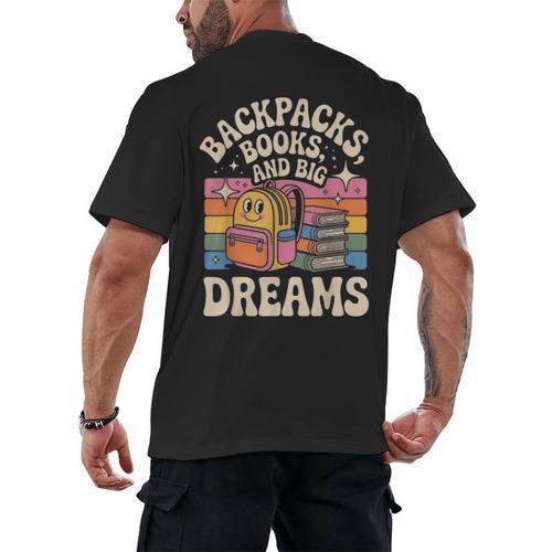 Backpacks Books And Big Dreams Cute Back To School Men's Back Print T-Shirt - Bookorys DE
