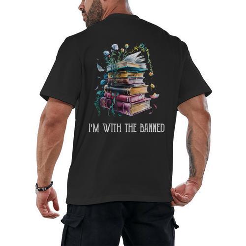 Im With The Banned Book Readers Librarians Read Banned Books Men's Back Print T-Shirt - Bookorys
