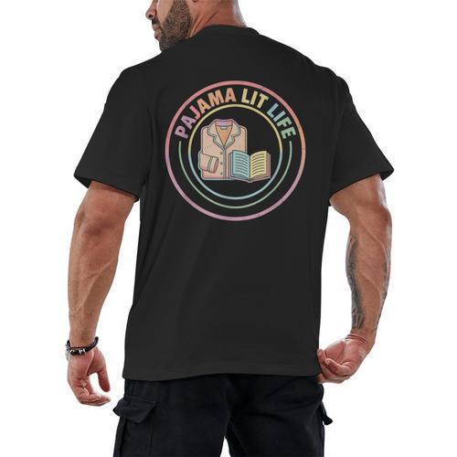 Bedtime Book Lover Reading Pajamas Men's Back Print T-Shirt - Bookorys CA
