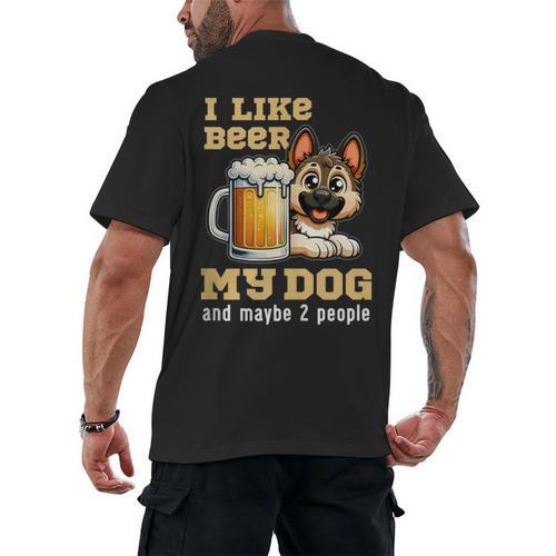 I Like Beer My Dog And Maybe 2 People Introvert Pun Men's Back Print T-Shirt - Raresse