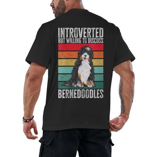 Bernedoodle Dog Introvert Bernedoodle Men's Back Print T-Shirt - Raresse