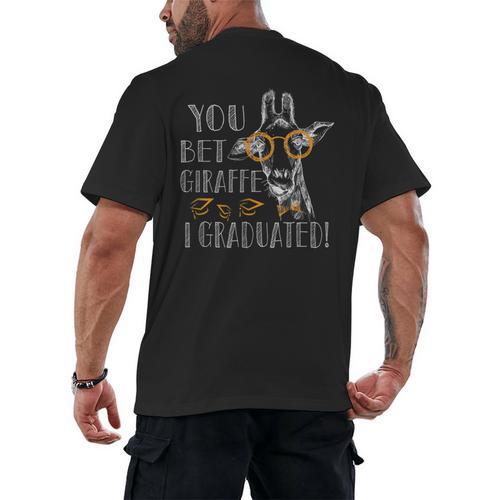 You Bet Giraffe I Graduated Graduation Gift Men's Back Print T-Shirt - Best Gift Smart