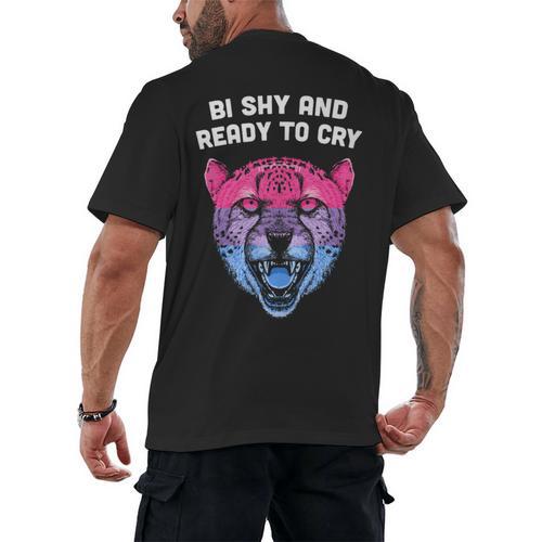 Bi Shy And Ready To Cry Bisexual Introvert Bi Pride Men's Back Print T-Shirt - Raresse