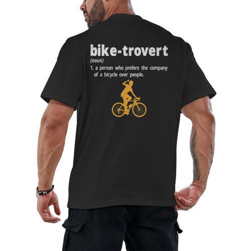 Bike-Trovert Bicycle Humor Definition Introvert Men's Back Print T-Shirt - Raresse