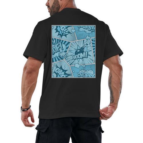 Blue Comic Book Blue Graphic Men's Back Print T-Shirt - Bookorys DE