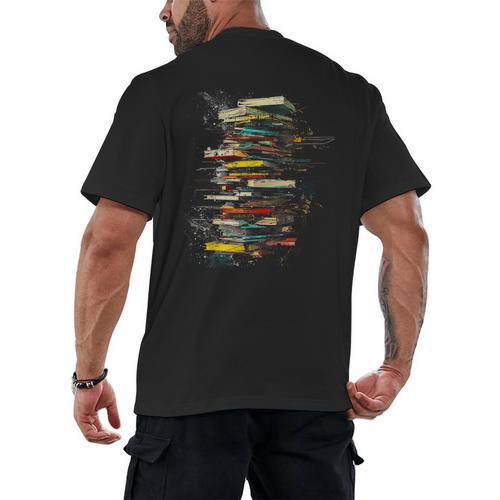 Book Abstract Art Drawing Painting Graphic Book Men's Back Print T-Shirt - Bookorys DE