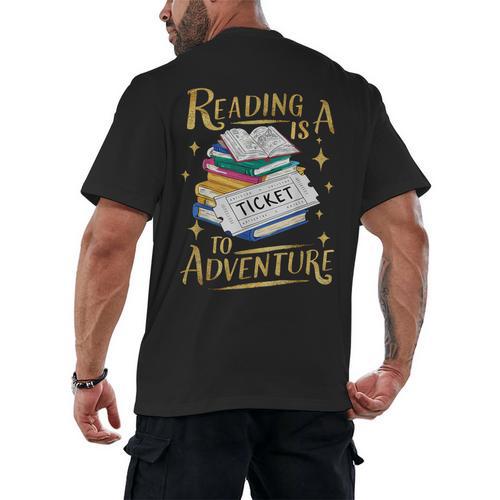 Book Adventure Library Student Teacher Book Men's Back Print T-Shirt - Bookorys UK