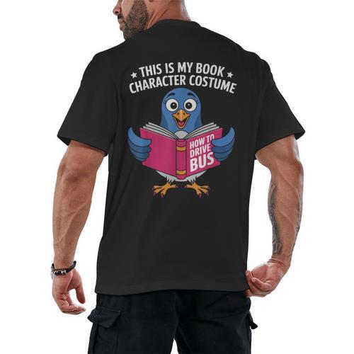 This Is My Book Character Costume Cute Pigeon Kids Reading Men's Back Print T-Shirt - Bookorys