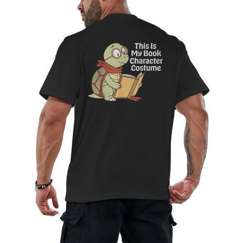 This Is My Book Character Costume Turtle Kids Reading Men's Back Print T-Shirt - Bookorys