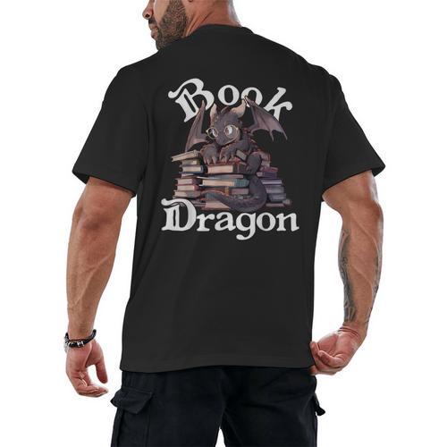 Book Dragon Book Lover Bookworm Book Reader Librarian Men's Back Print T-Shirt - Bookorys UK