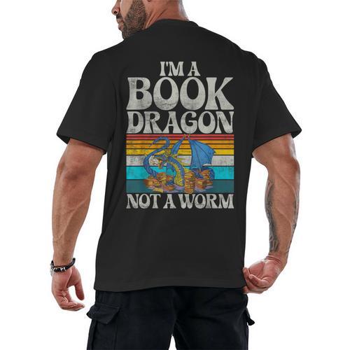 Im a Book Dragon Not a Worm Dragon Men's Back Print T-Shirt - Bookorys