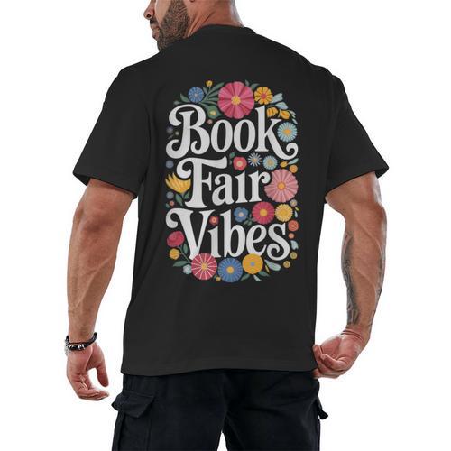 Book Fair Vibes Groovy 70s Retro School Librarian Men's Back Print T-Shirt - Bookorys