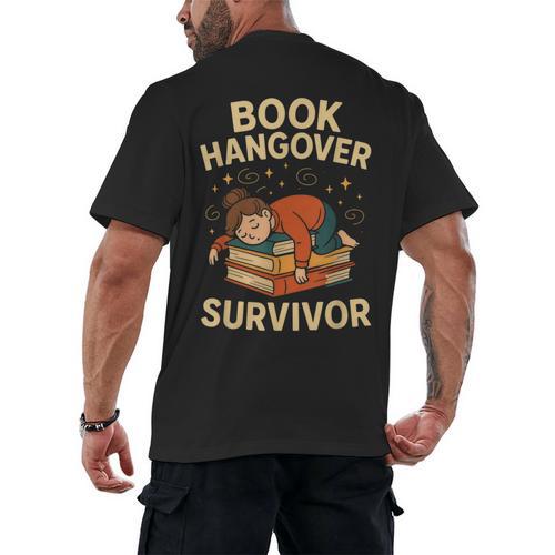 Book Hangover Survivor Reading Humor Librarian Bibliophiles Men's Back Print T-Shirt - Bookorys DE
