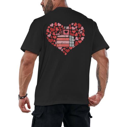 Book Heart Cute Read Book Reading Librarian Across America Men's Back Print T-Shirt - Bookorys