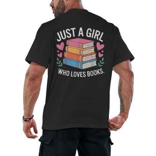 Book Nerd Just A Girl Who Loves Books Literary Enthusiast Men's Back Print T-Shirt - Bookorys AU