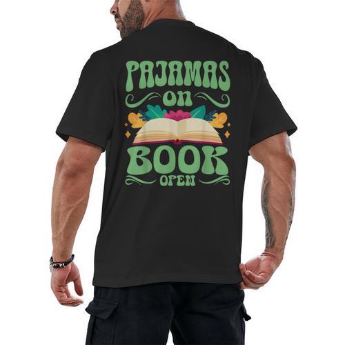 Book And Pajama Pajamas On Book Open Men's Back Print T-Shirt - Bookorys DE