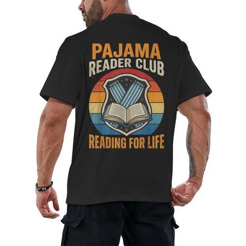 Book And Pajamas Reading Bedtime Men's Back Print T-Shirt - Bookorys