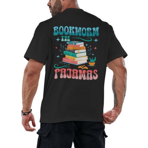 Book Reader Librarian Bookworm In Pajamas Book And Pajama Men's Back Print T-Shirt - Bookorys DE