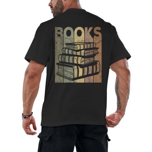 Book Reader Vintage Bookworm Retro Book Lover Men's Back Print T-Shirt - Bookorys