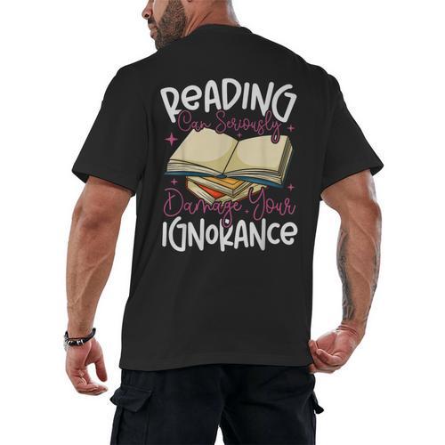 Book Reading Reading Can Seriously Damage Your Ignorance Men's Back Print T-Shirt - Bookorys