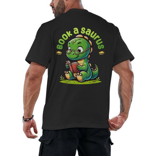 Book A Saurus Bookasaurus Dinosaur Book Girls Boys Toddler Men's Back Print T-Shirt - Bookorys