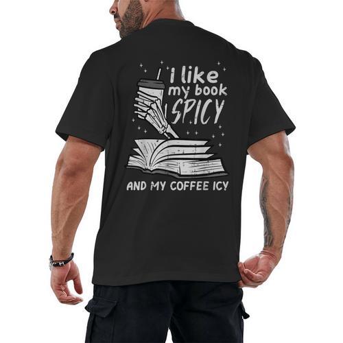 I Like My Book Spicy Read Reading Librarian Men Women Kids Men's Back Print T-Shirt - Bookorys DE