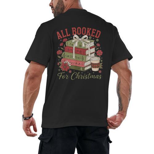 All Booked For Christmas Coquette Xmas Book Club Book Lovers Men's Back Print T-Shirt - Bookorys