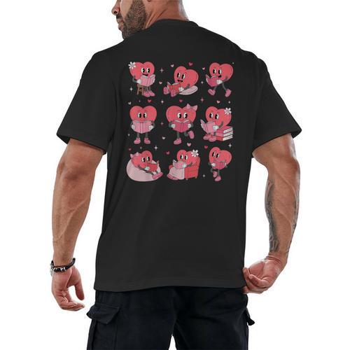 All Booked For Valentine Book Teacher Kids Girls Boys Men's Back Print T-Shirt - Bookorys AU