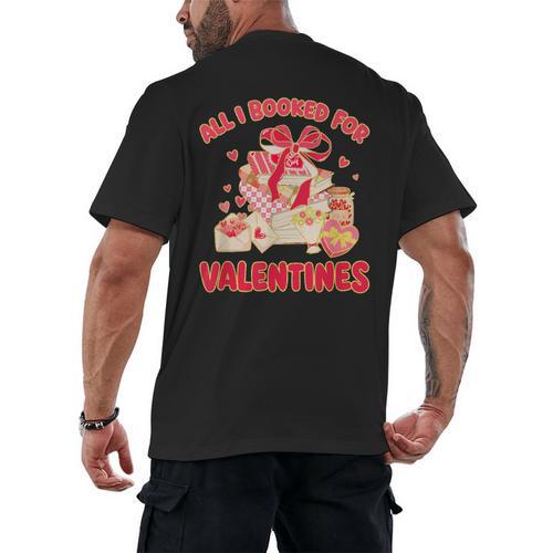 Booked For Valentine Books Lover Bookworm Librarian Teacher Men's Back Print T-Shirt - Bookorys CA