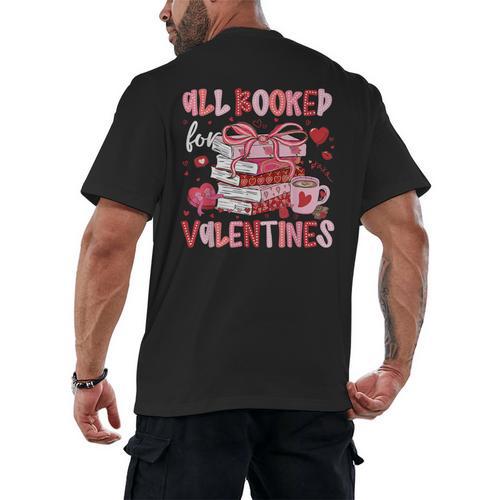 All Booked For Valentines Book Coffee Teacher Women Men's Back Print T-Shirt - Bookorys CA