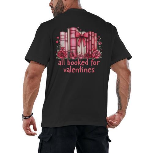 All Booked For Valentines Coquette Bow Book Lover Bookworm Men's Back Print T-Shirt - Bookorys DE
