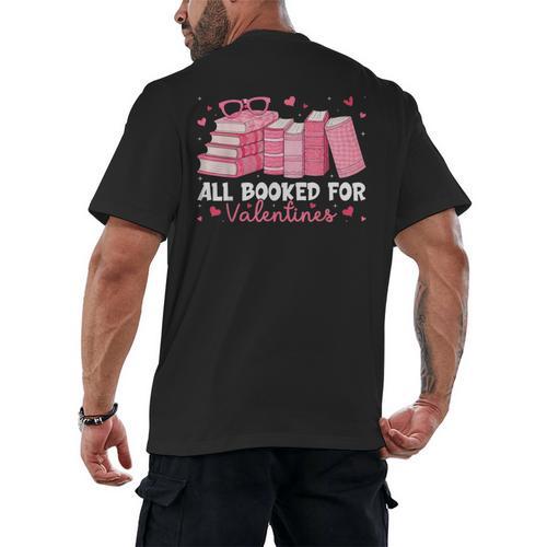 All Booked For Valentines Couple Bookworms Valentine’s Day Men's Back Print T-Shirt - Bookorys DE