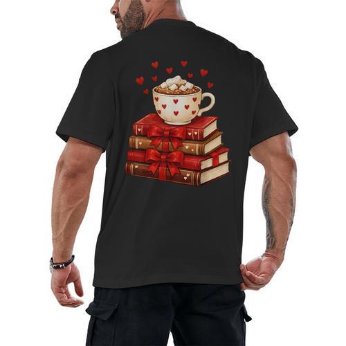 All Booked For Valentine’s Day Reading Teacher Men's Back Print T-Shirt - Bookorys DE