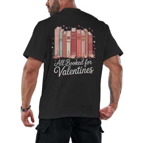 All Booked For Valentines Romantic Books Men's Back Print T-Shirt - Bookorys CA