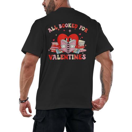 All Booked For Valentines Shirt Cute Book Lover Reading Men's Back Print T-Shirt - Bookorys