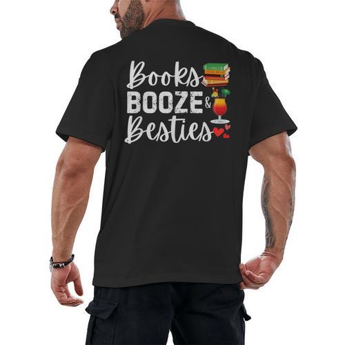 Books Booze And Besties Book Lover Bestie Squad Twinning Men's Back Print T-Shirt - Bookorys DE