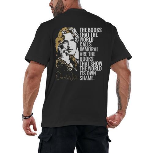 Books Called Immoral World's Shame Dorian Gray Oscar Wilde Men's Back Print T-Shirt - Bookorys