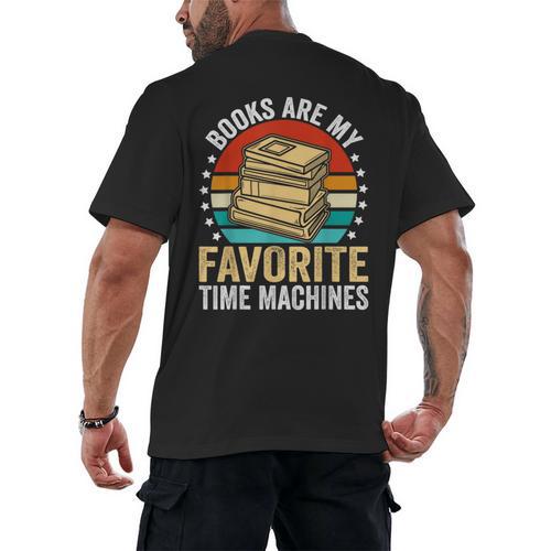 Books Are My Favorite Time Machines Men's Back Print T-Shirt - Bookorys DE