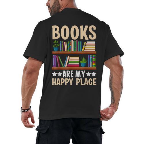 Books Are My Happy Place Men's Back Print T-Shirt - Bookorys DE