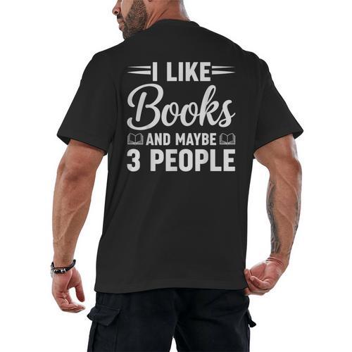 I Like Books And Maybe 3 People Men's Back Print T-Shirt - Bookorys AU